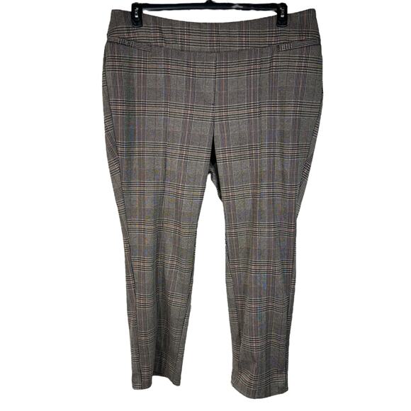 Lane Bryant SZ 24 Ponte Pants Straight Leg Glen Plaid Stretch Pull-On Pockets - Picture 1 of 9